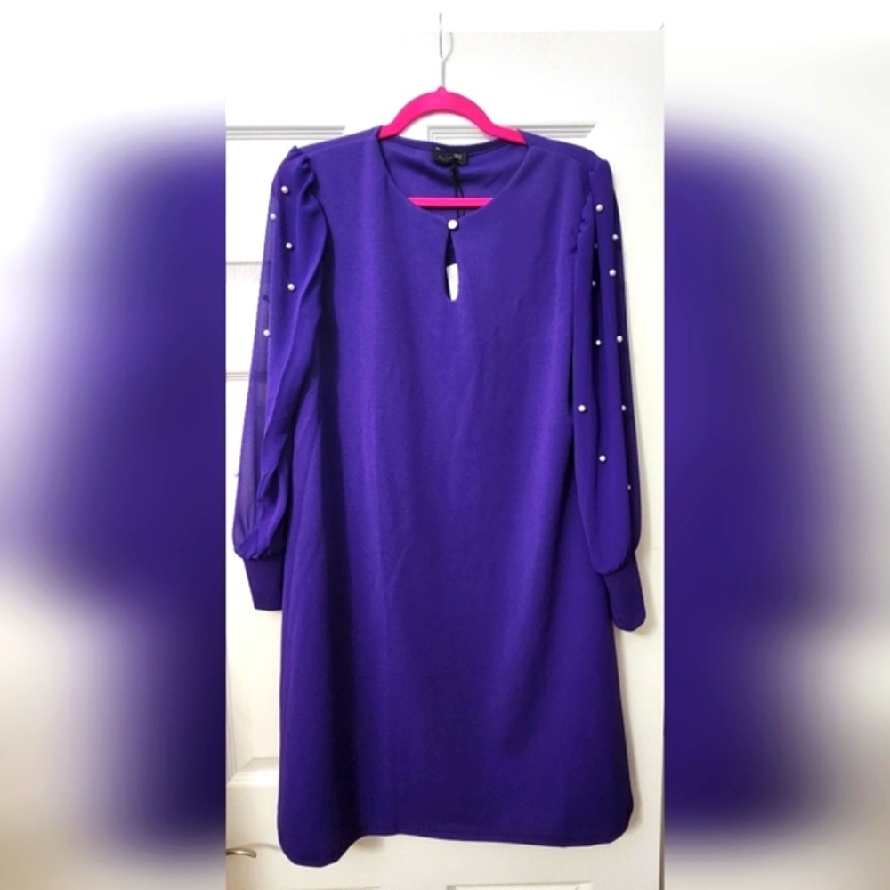 Pala D'Oro Italian Made, Women's Purple A Line Dress. Size Medium